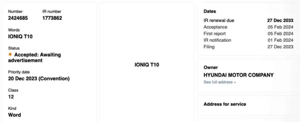 hyundai ioniq t10 pickup trademark