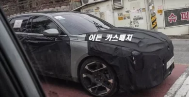 Auto camuflado con cubierta negra estacionado en la calle.