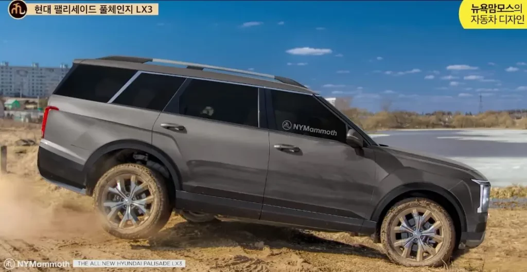 Camioneta SUV sobre tierra con una rueda levantada.